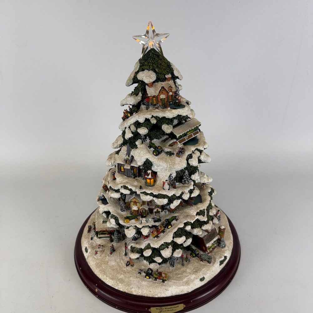 Thomas Kinkade John Deere Illuminated Winter Wonderland Christmas Tree A1387